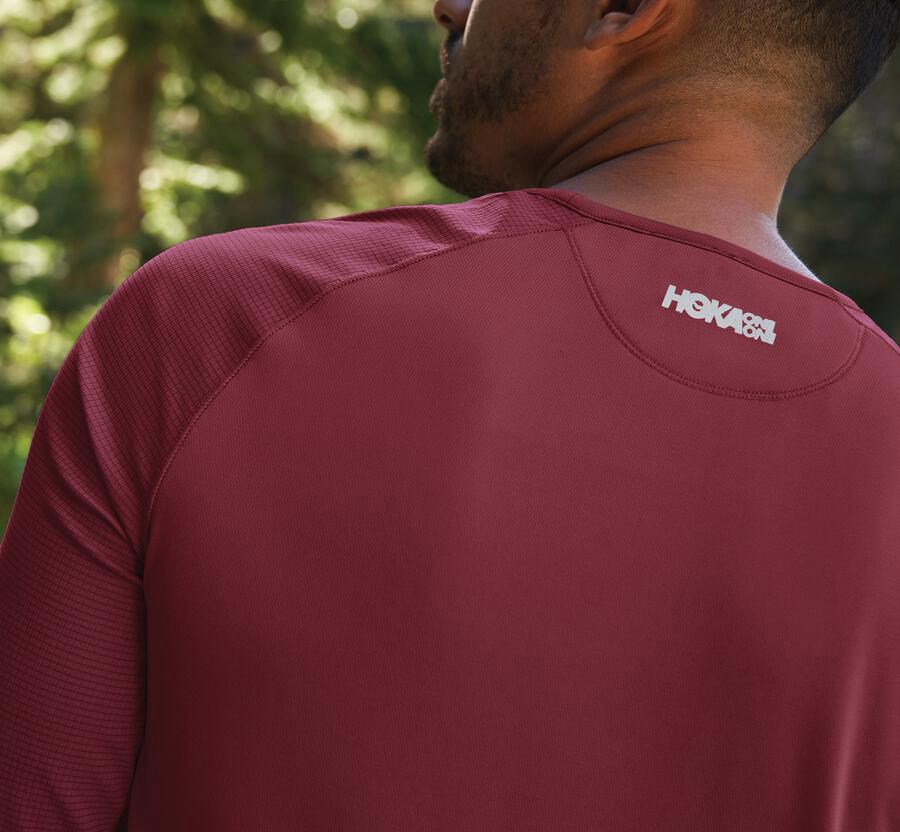 Tops Mens - Hoka One One Performance Long Sleeve - Brown - VTAIWBF-38